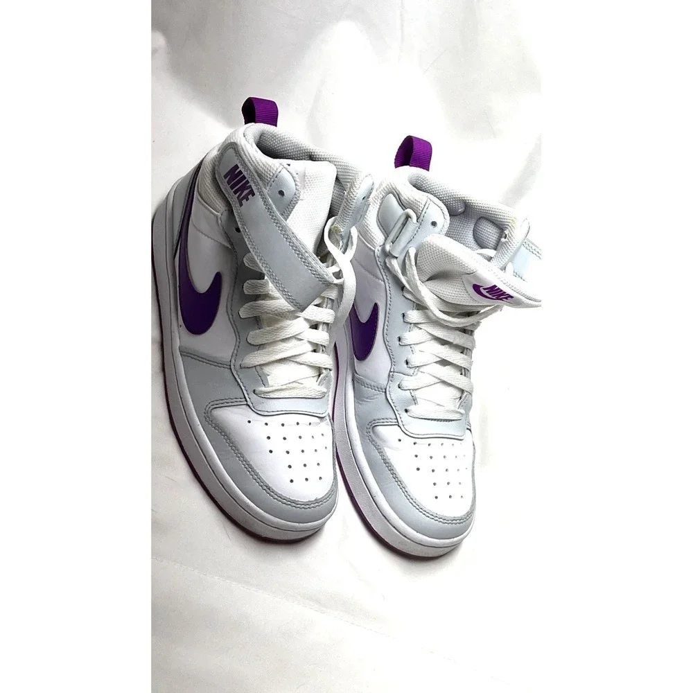 Nike Court Borough Mid 2 White/Vivid Purple Kids Sneakers - 5Y